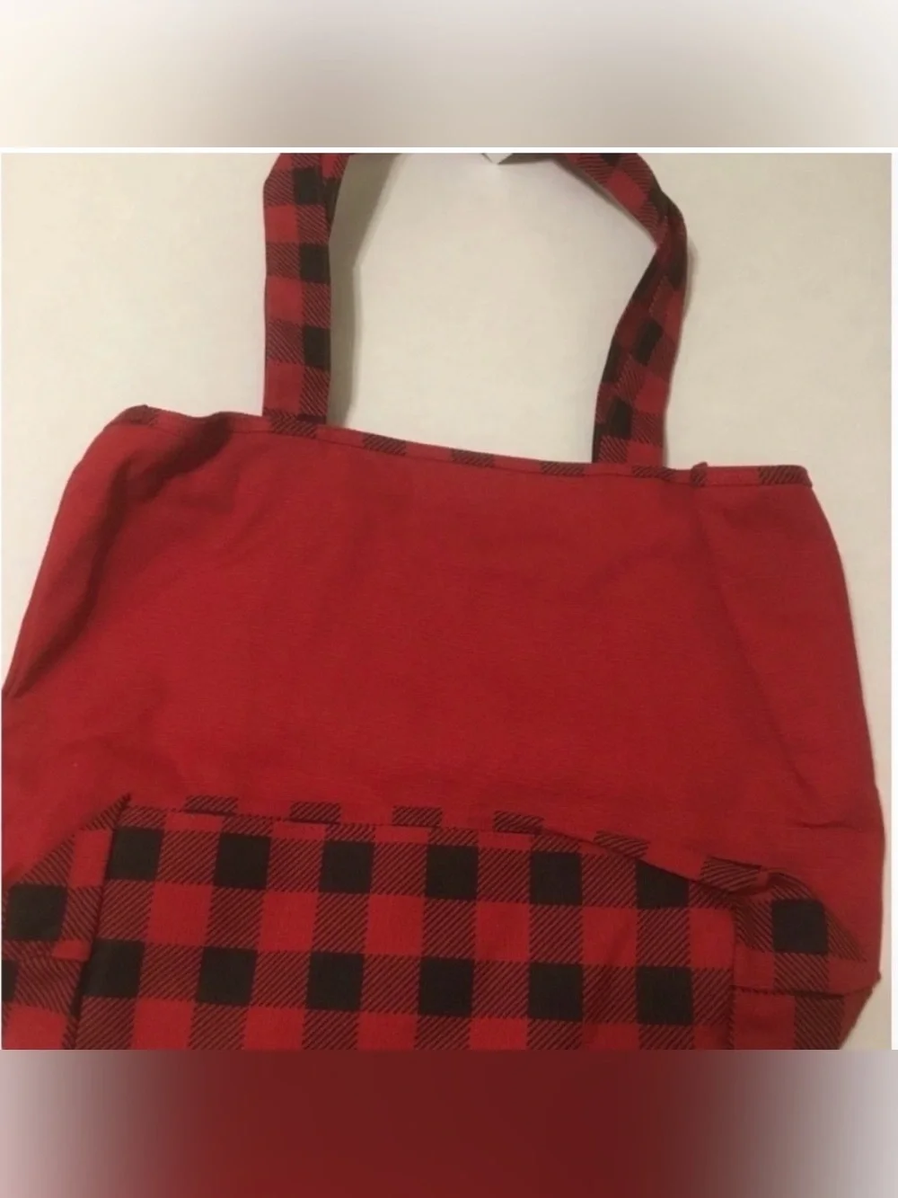 Disney Parks Mickey & Minnie Christmas Tote Bag Red Buffalo Plaid Holiday Bag